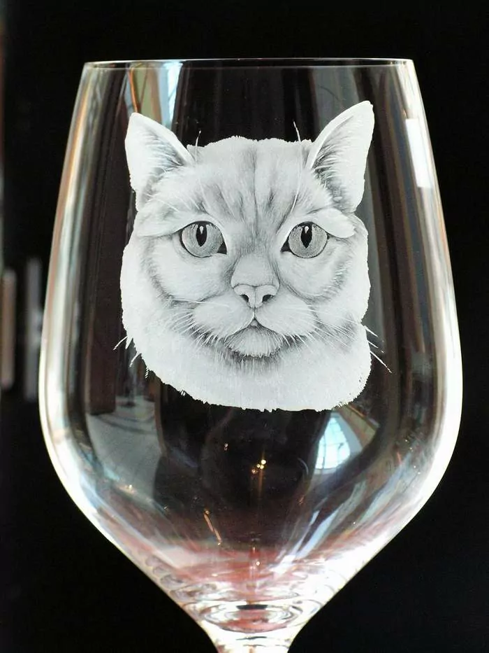 RYTÁ HLAVA KOČKY Č.02, VINNÁ SKLENICE 650ml