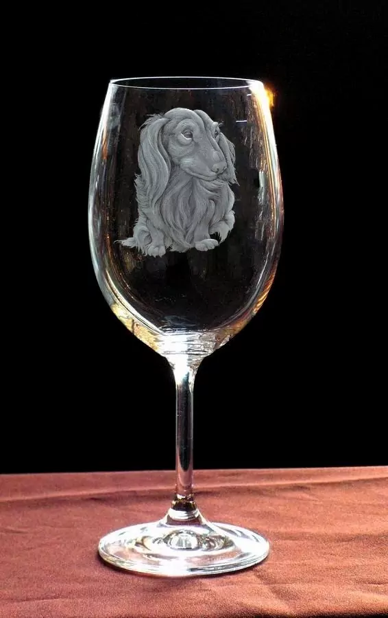 pes jezevčík dlouhosrstý 016 NA SKLENICI NA VÍNO 450ml