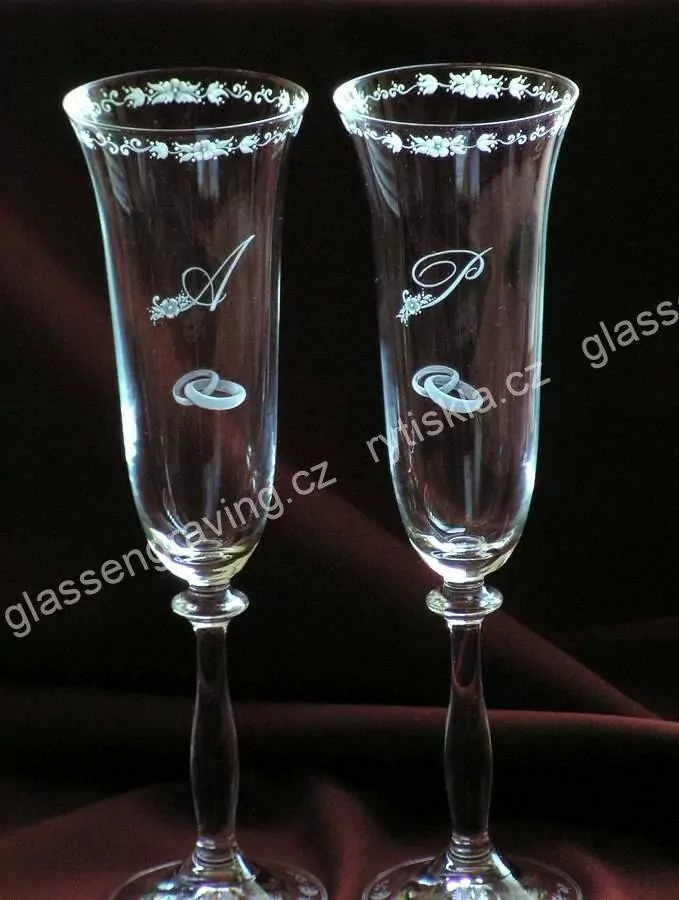 SVATEBNÍ PŘÍPITKOVÉ SKLENICE, FLÉTNY, pár, angl 190ml, vz 036.r.m.p.