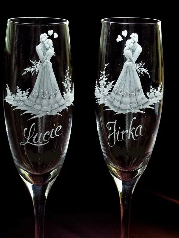 SVATEBNÍ SKLENIČKY, SE JMÉNEM, pár,170ml,vz 602.s.j.sd