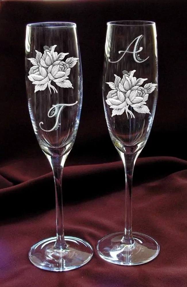 SVATEBNÍ FLÉTNY 170ml, 2ks, 3x RŮŽE PUGET vz.0960