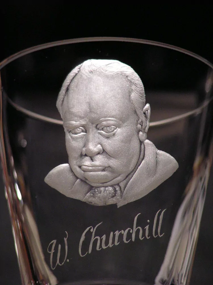 DEKOR, Logen glass, PORTRAIT, W.CHURCHILL, FREE MASONIC GLASS
