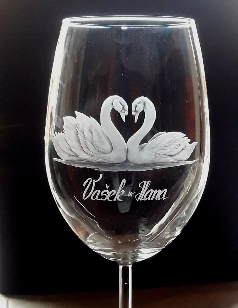 SVATEBNÍ SKLENIČKY VZ.731.2x450ml, LABUTĚ VČ.JMEN