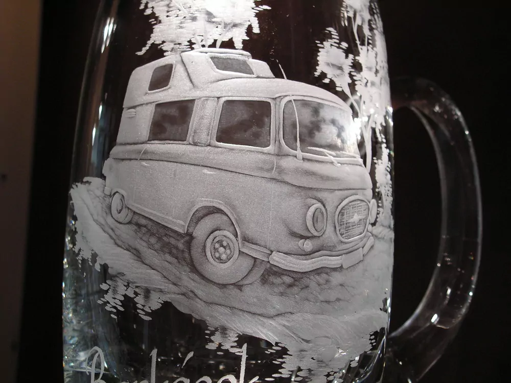 DEKOR, AUTO BARKAS vč., VETERÁN na větší sklenice.