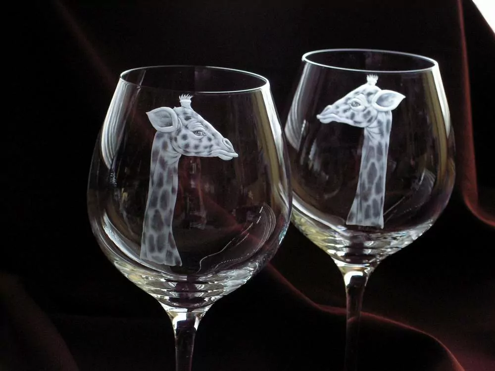 Svatební sklenice, Žirafy, č.709p,l, 2ks, 740ml