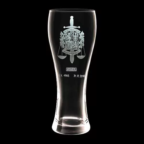 DEKOR SLUŽEBNÍ ČÍSLO S DATUMY NÁSTUPU A ODCHODU OD POLICIE ( KRIMINÁLNÍ... ) NA SKLO BEZ ALKOHOLU