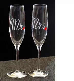 SVATEBNÍ sklenice 170ml, DEKOR č.055r, MR. a MRs.
