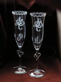 Svatební skleničky, 2 flétny se sr, 170ml, vz 052.r.p.dd, (PLUS DATUM NA DÝNKU )