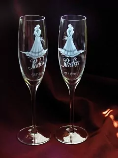 SVATEBNÍ SKLENIČKY, SE JMÉNEM, pár,170ml,vz 601.j.d