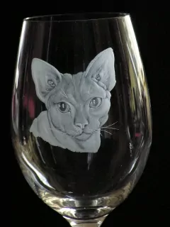 RYTÁ HLAVA KOČKY Č.01,sfinx kočka sphynx 01 VINNÁ SKLENICE 500ml