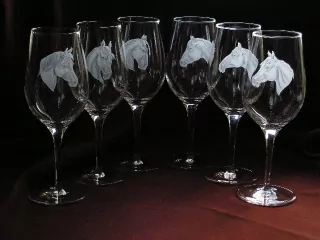 Sklenice na víno, hlava koně, sada 6ks, 385ml, linka