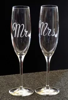 SVATEBNÍ skleničky 170ml, DEKOR č.055b, MR. a MRs.