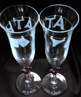 SVATEBNÍ SKLENIČKY S MONOGRAMEM A DATUMEM, pár 175ml, VZ.034.dd