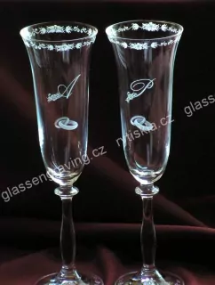 SVATEBNÍ PŘÍPITKOVÉ SKLENICE, FLÉTNY, pár, angl 190ml, vz 036.r.m.p.