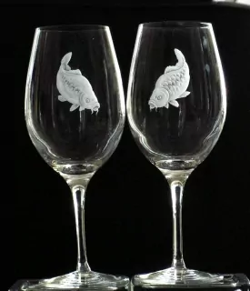SVATEBNÍ SKLENICE, VINNÉ PNLP 500ml, vz 702.p.l., kapříci, pár, rybářská svatba