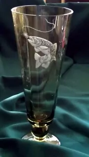 Pivní sklenice, PŮLLITR,FL.LONG-LESNÍ SKLO, PSTRUH POTOČNÍ