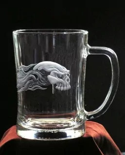 Rytý půllitr, ohnivá lebka 01,IKD