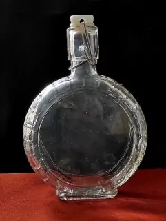 Skleněná kulatá plochá placatka zátka drát 350 ml