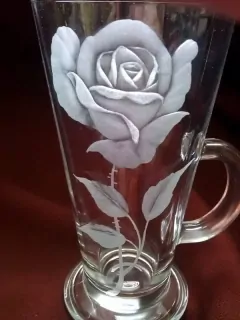 DEKOR růže stonek01, pro sklenice